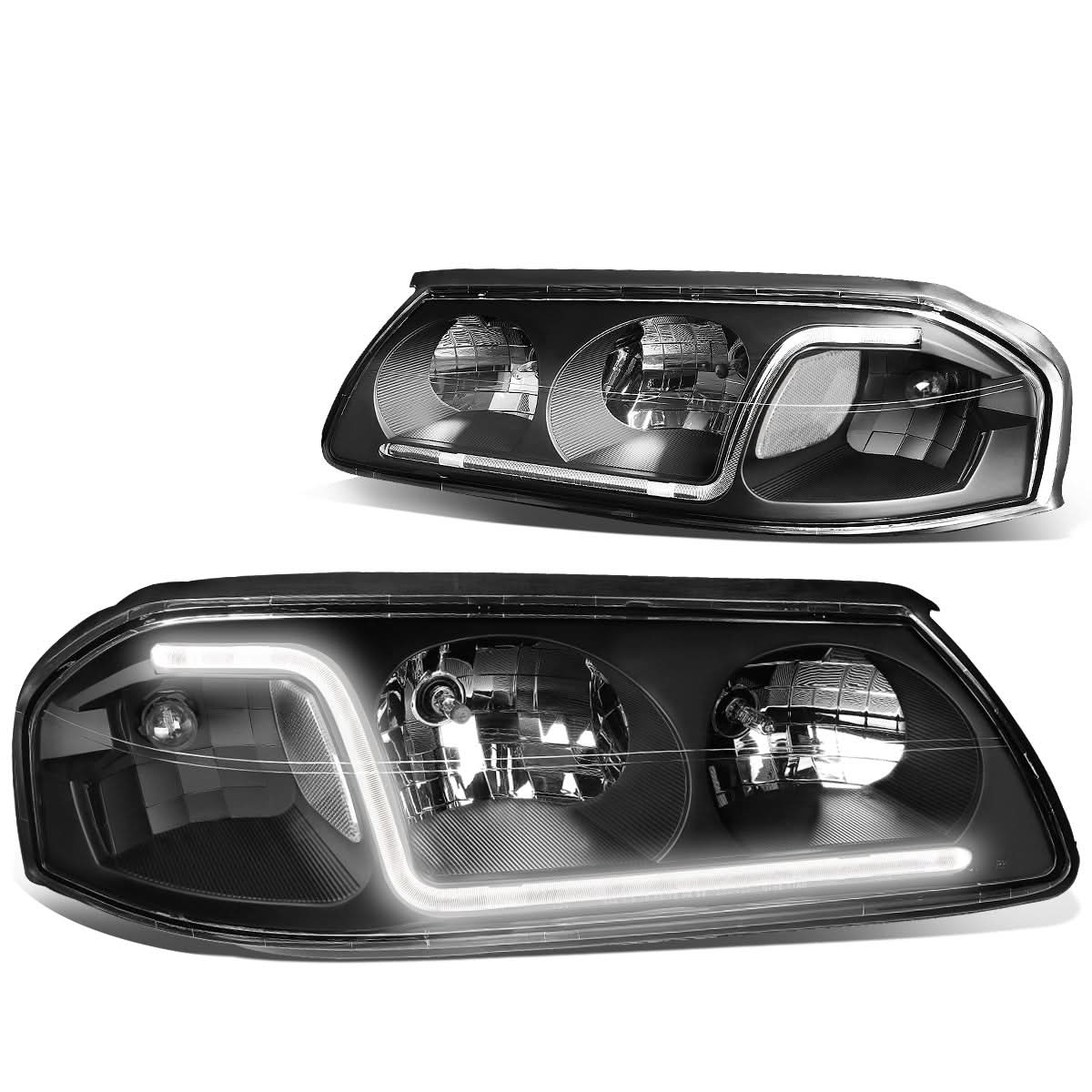 2000-2005 Chevrolet Impala LED DRL Headlights - Black Housing