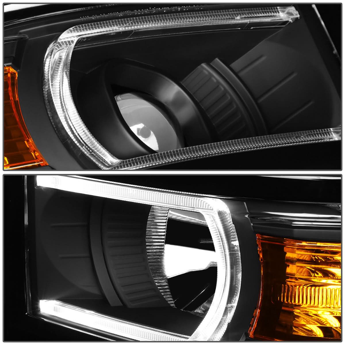 14-15 Chevrolet Silverado 1500 LED DRL Headlights Black Housing