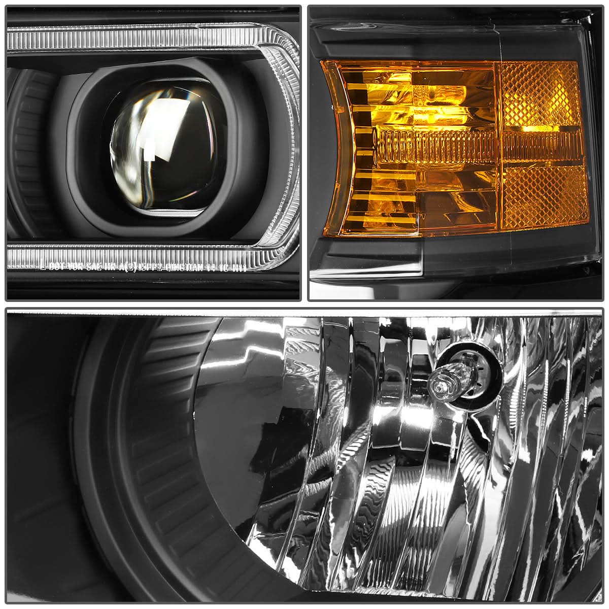 14-15 Chevrolet Silverado 1500 LED DRL Headlights Black Housing