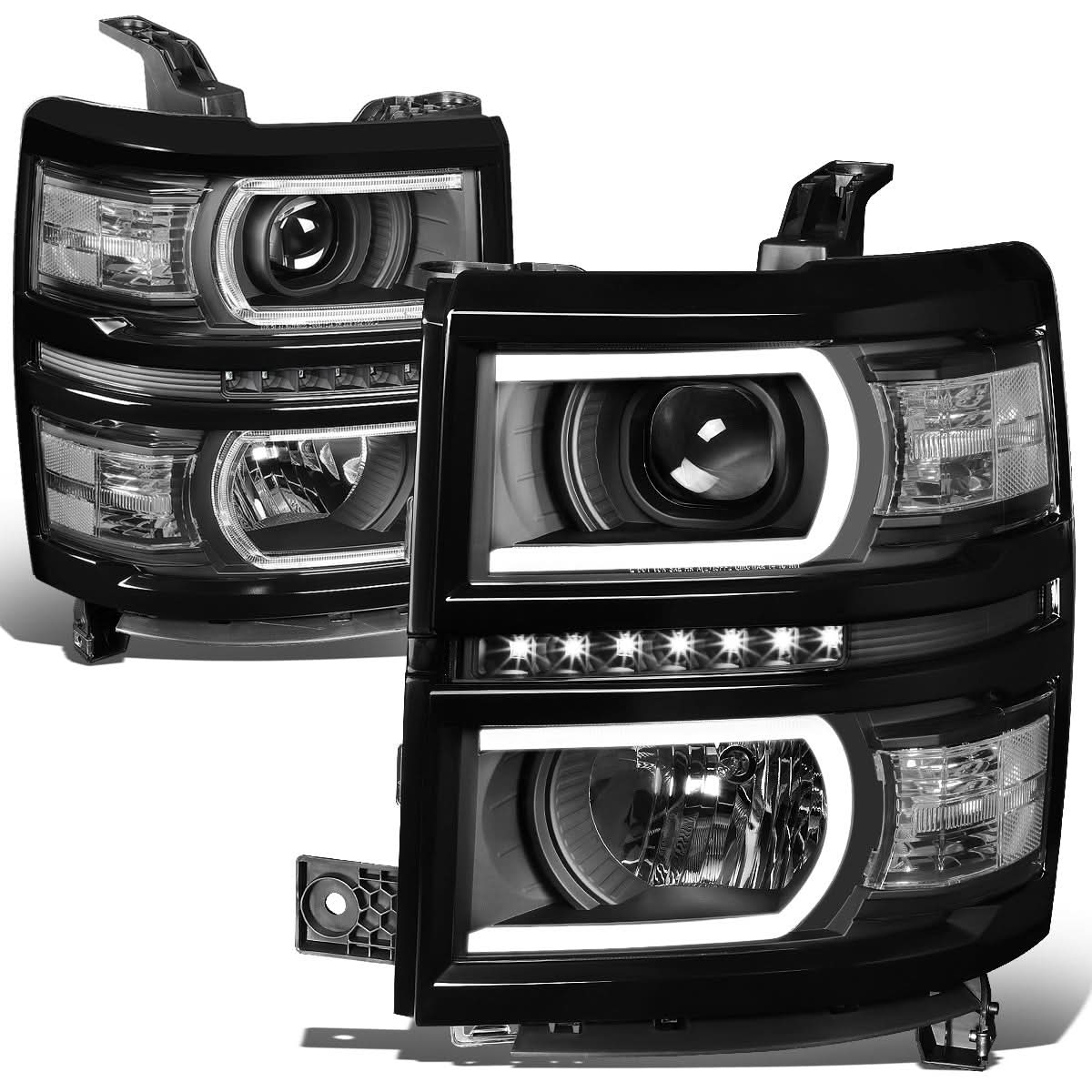 2014-2015 Chevrolet Silverado 1500 LED DRL Headlights - Black Housing
