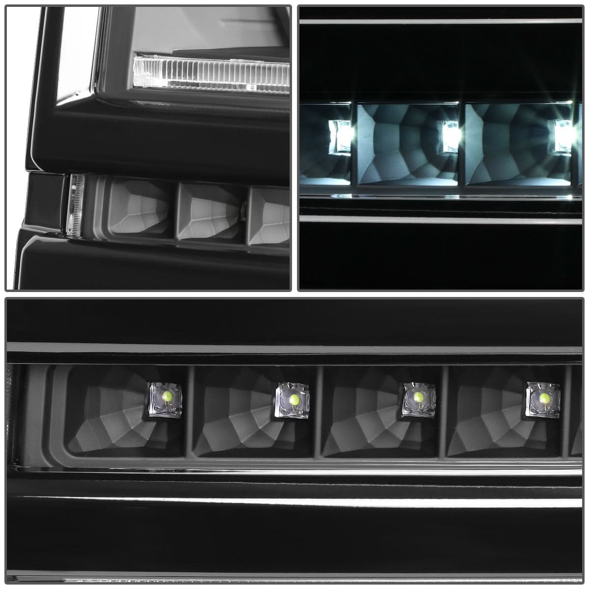 2014-2015 Chevrolet Silverado 1500 LED DRL Headlights - Black Housing