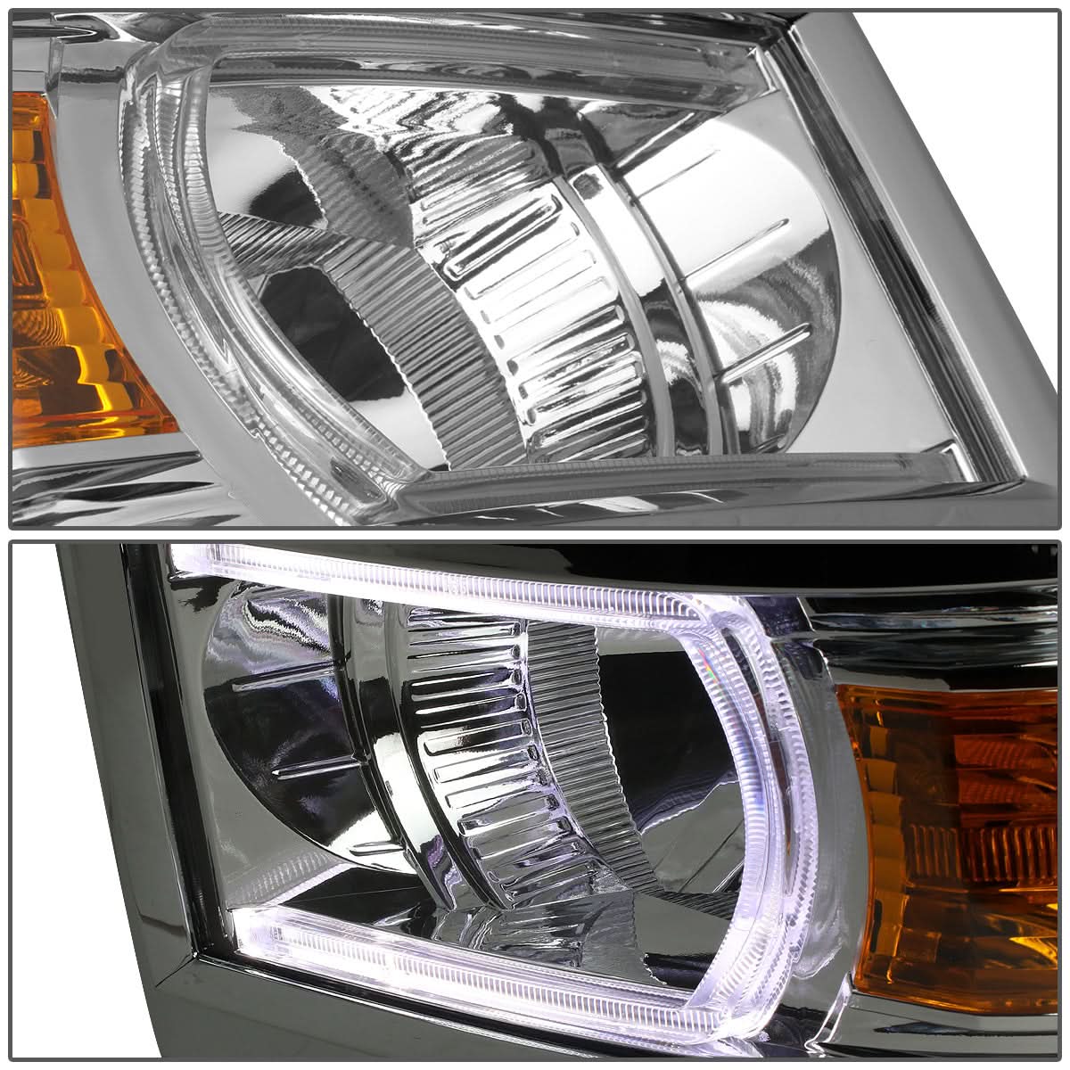 14-15 Chevrolet Silverado 1500 LED DRL Headlights Chrome Housing