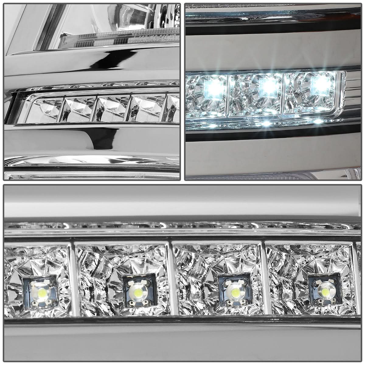 14-15 Chevrolet Silverado 1500 LED DRL Headlights Chrome Housing