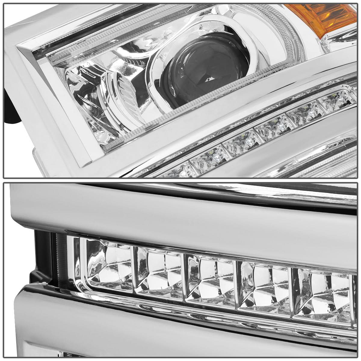 14-15 Chevrolet Silverado 1500 LED DRL Headlights Chrome Housing