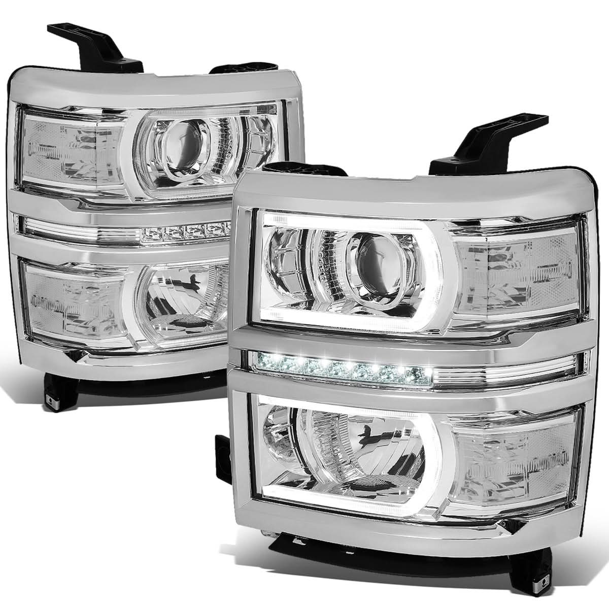 14-15 Chevrolet Silverado 1500 LED DRL Headlights - Chrome Housing