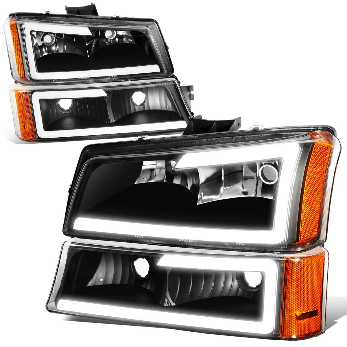 03-07 Chevrolet Silverado / 03-06 Avalanche LED DRL Headlights Black