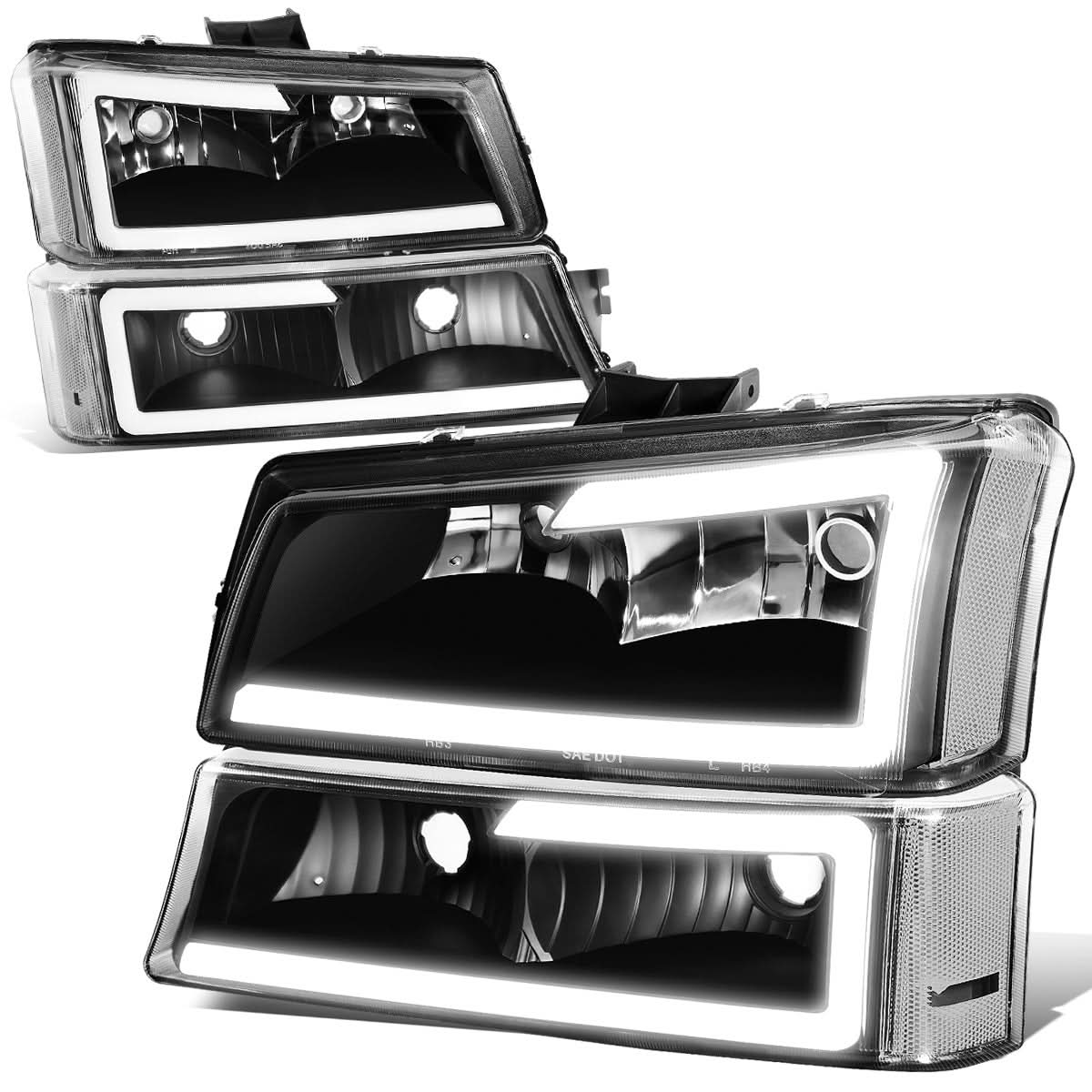 03-07 Chevrolet Silverado / 03-06 Avalanche LED DRL Headlights 4PC Black