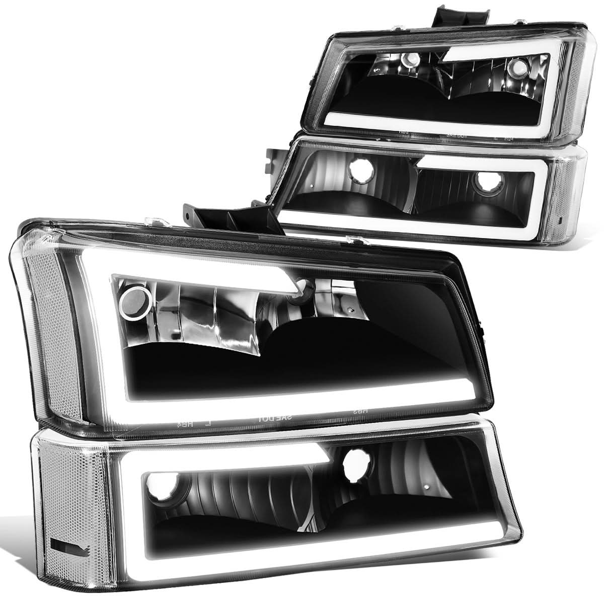 03-07 Chevrolet Silverado / 03-06 Avalanche LED DRL Headlights 4PC Black