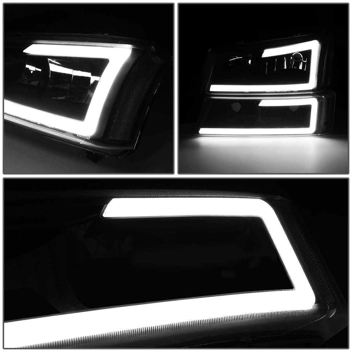 03-07 Chevrolet Silverado / 03-06 Avalanche LED DRL Headlights 4PC Black