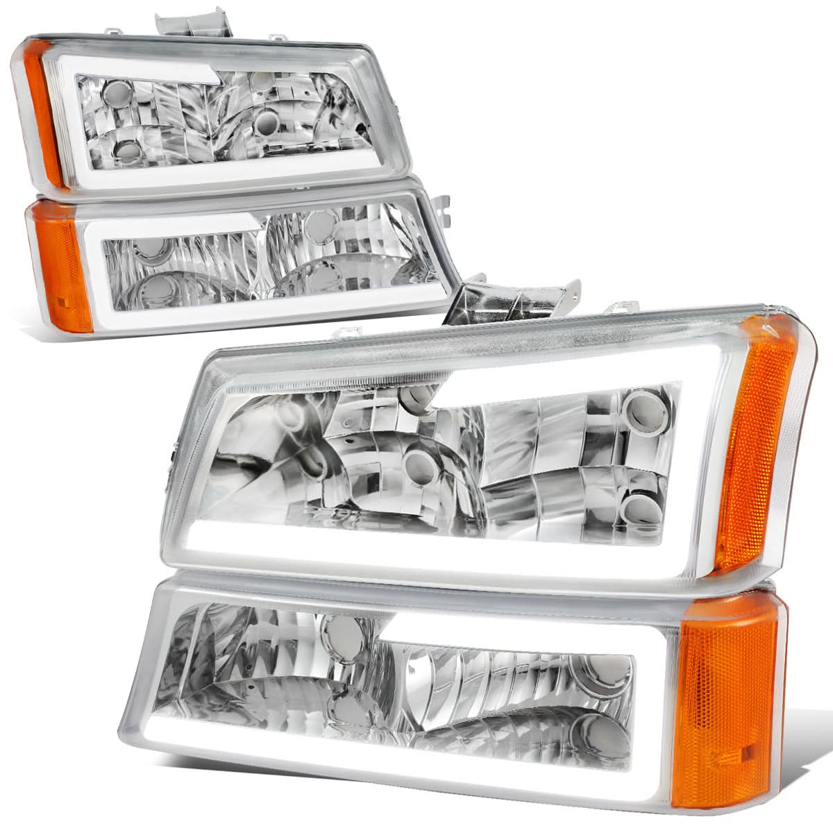 2003-2007 Chevrolet Silverado / Avalanche LED DRL Headlights Chrome
