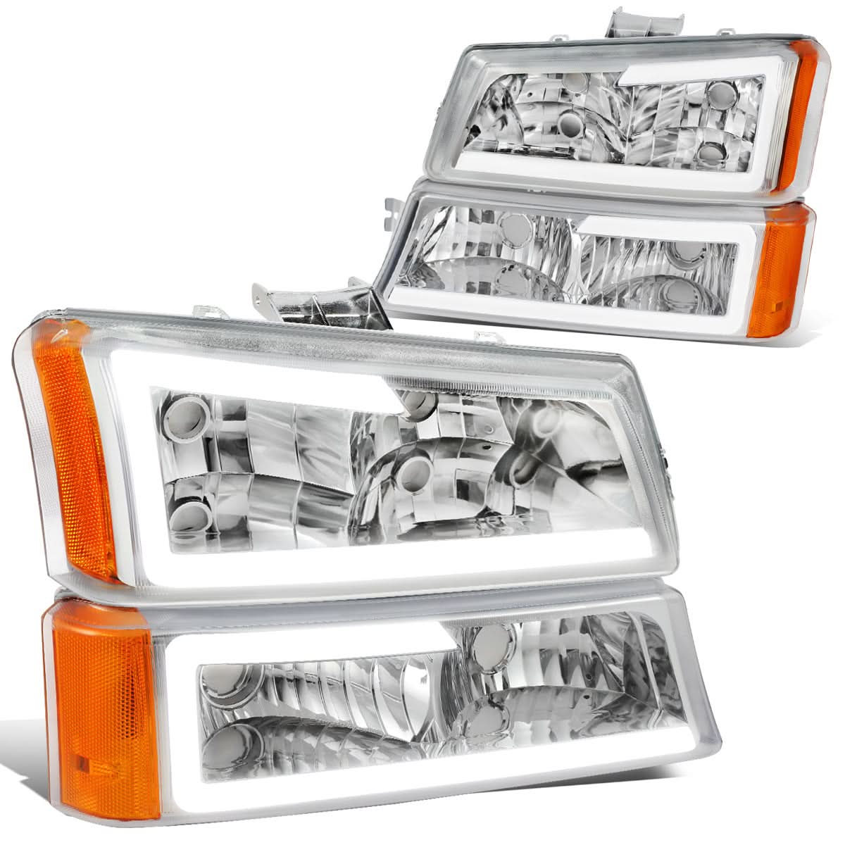 2003-2007 Chevrolet Silverado / Avalanche LED DRL Headlights Chrome