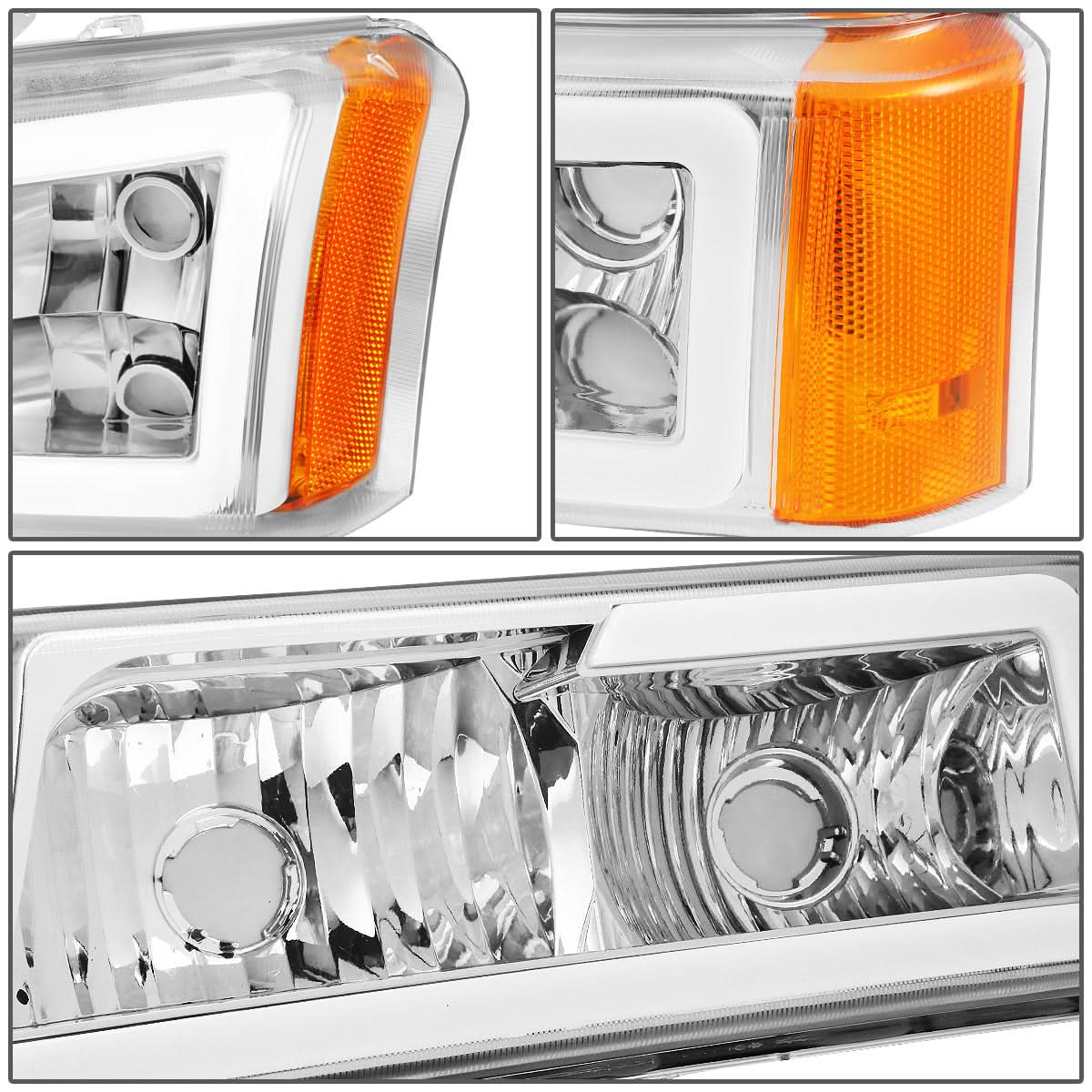 2003-2007 Chevrolet Silverado / Avalanche LED DRL Headlights Chrome