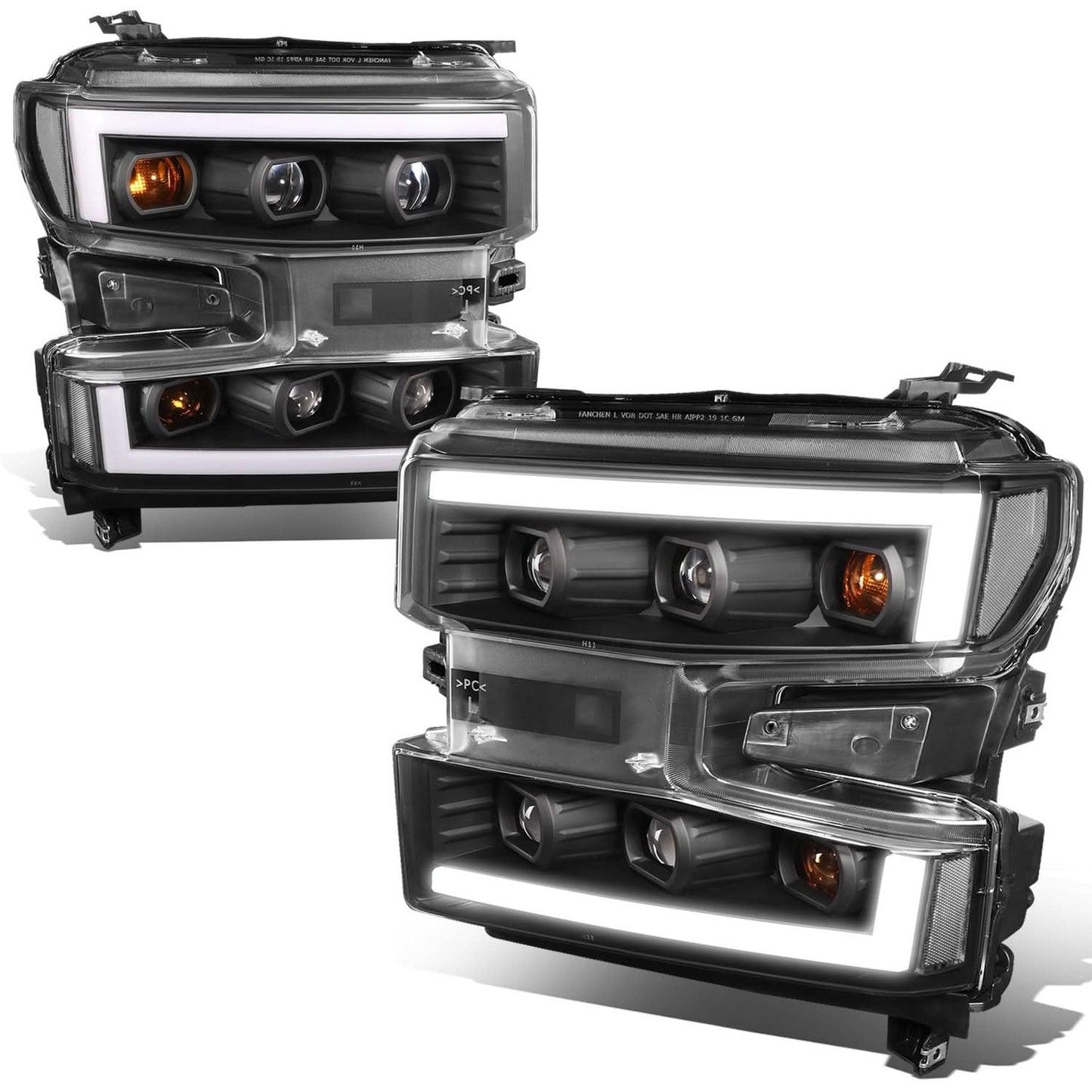 2019-2022 Chevrolet Silverado 1500 LED DRL Quad Projector Headlights