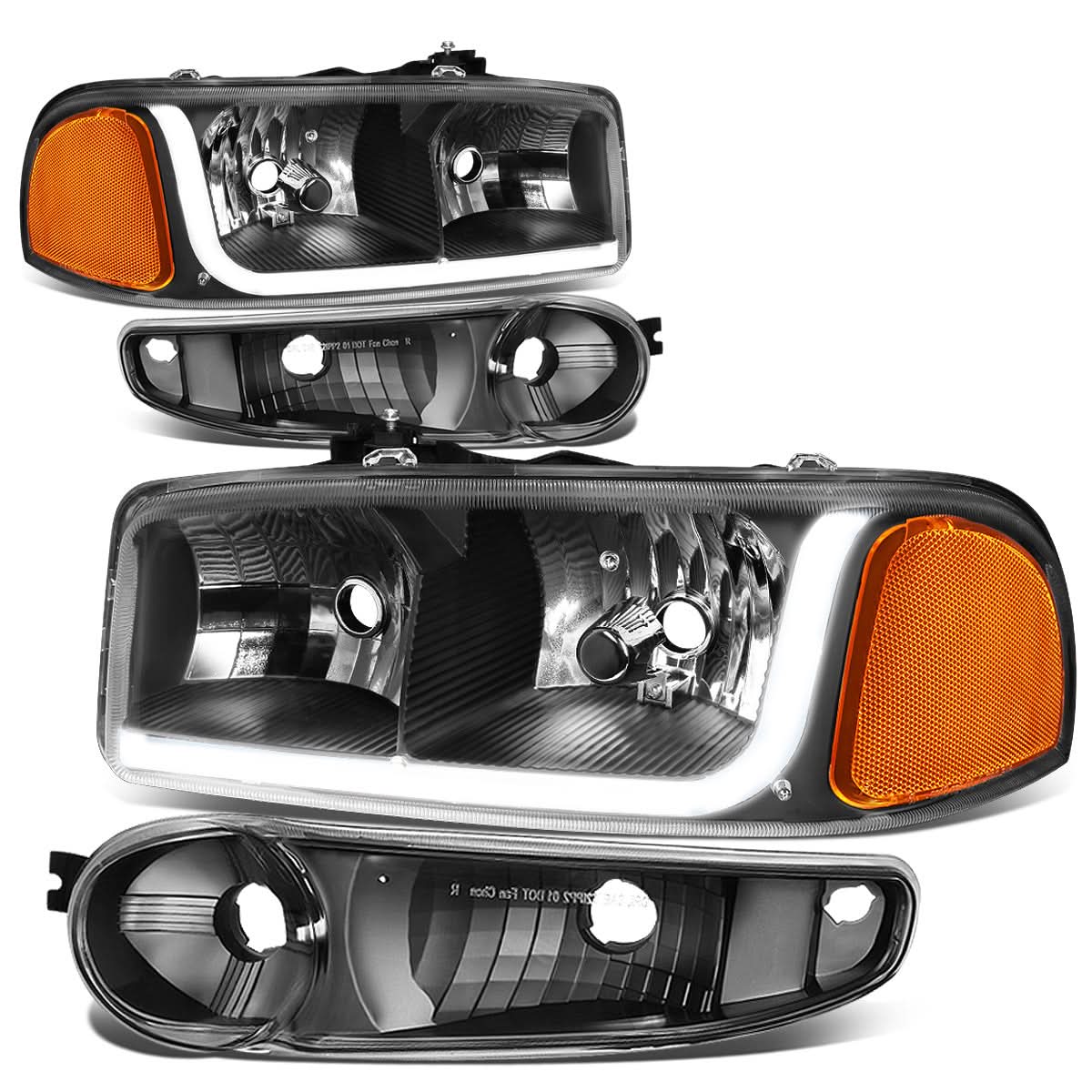 01-07 GMC Sierra/Yukon LED DRL Headlights 4PC Black Housing