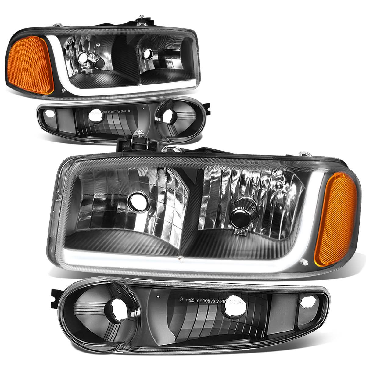 01-07 GMC Sierra/Yukon LED DRL Headlights 4PC Black Housing
