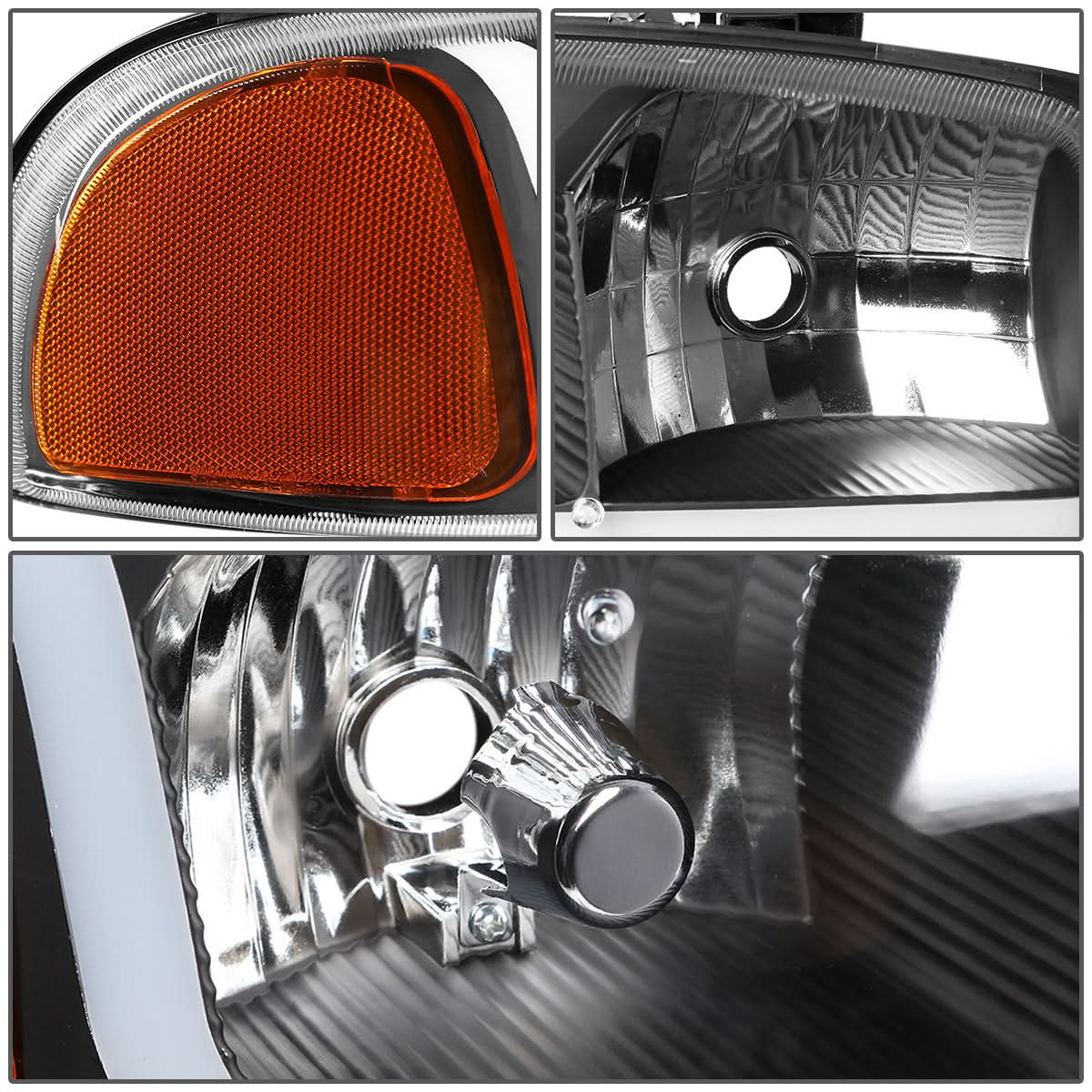 01-07 GMC Sierra/Yukon LED DRL Headlights 4PC Black Housing