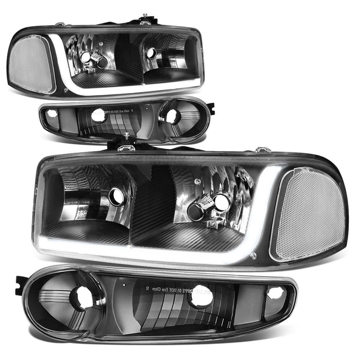 01-07 GMC Sierra/Yukon LED DRL Headlights 4PC Black Housing