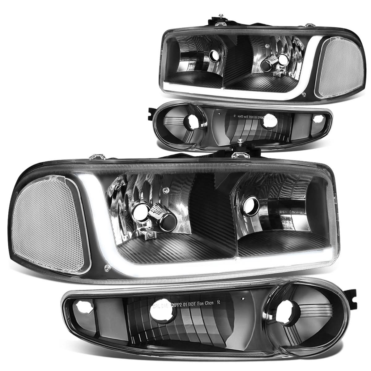 01-07 GMC Sierra/Yukon LED DRL Headlights 4PC Black Housing