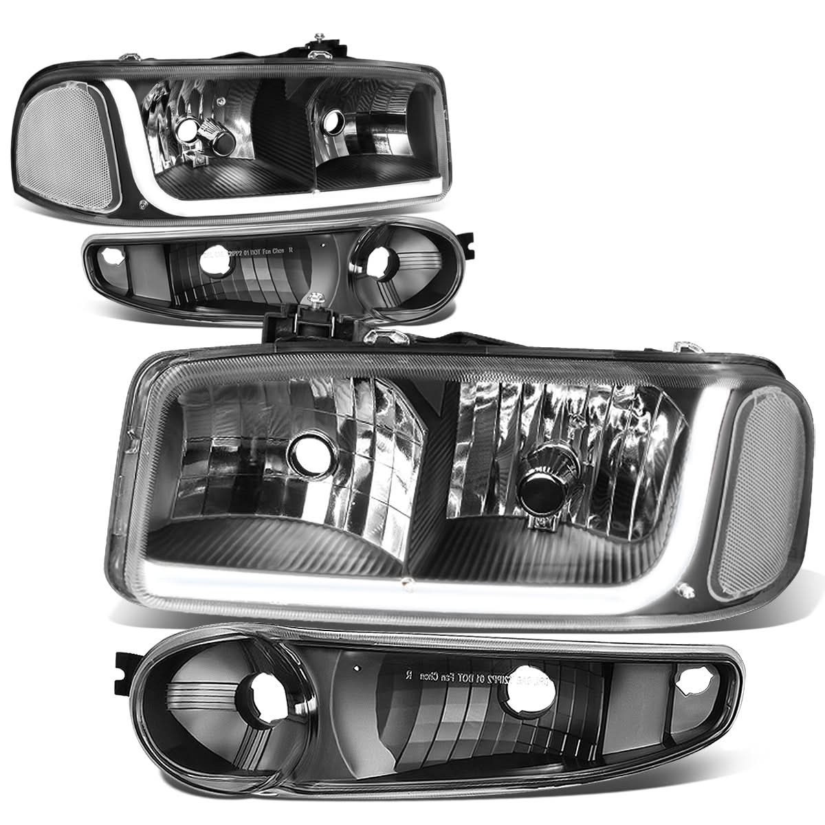 01-07 GMC Sierra/Yukon LED DRL Headlights 4PC Black Housing
