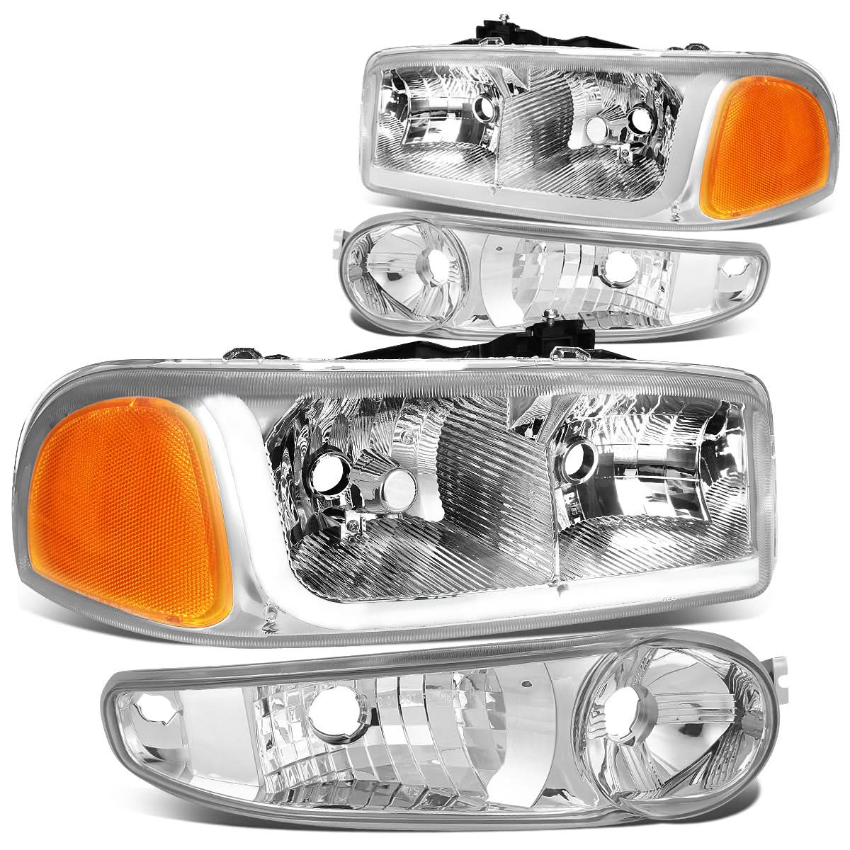 01-07 GMC Sierra/Yukon LED DRL Headlights 4PC Chrome Housing