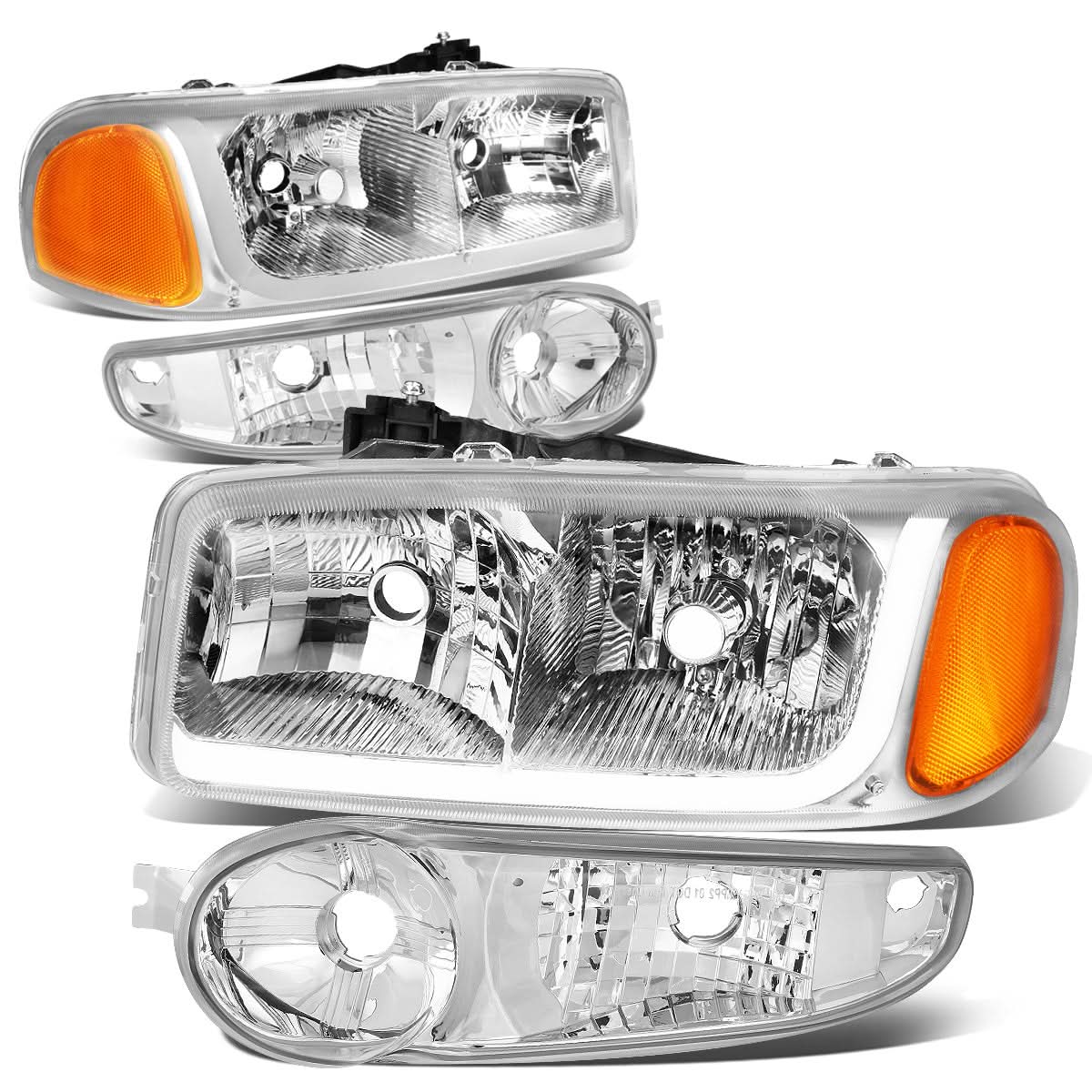 01-07 GMC Sierra/Yukon LED DRL Headlights 4PC Chrome Housing
