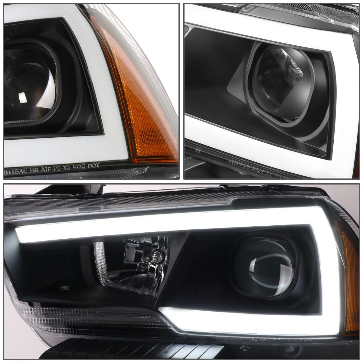 11-14 Dodge Charger LED DRL Projector Headlights - Black Housing