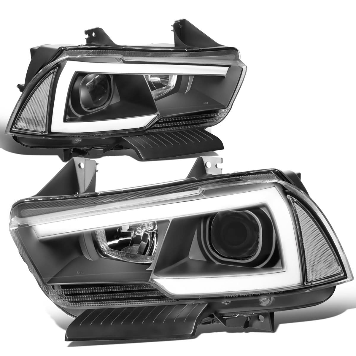 2011-2014 Dodge Charger LED DRL Projector Headlights - Black Housing