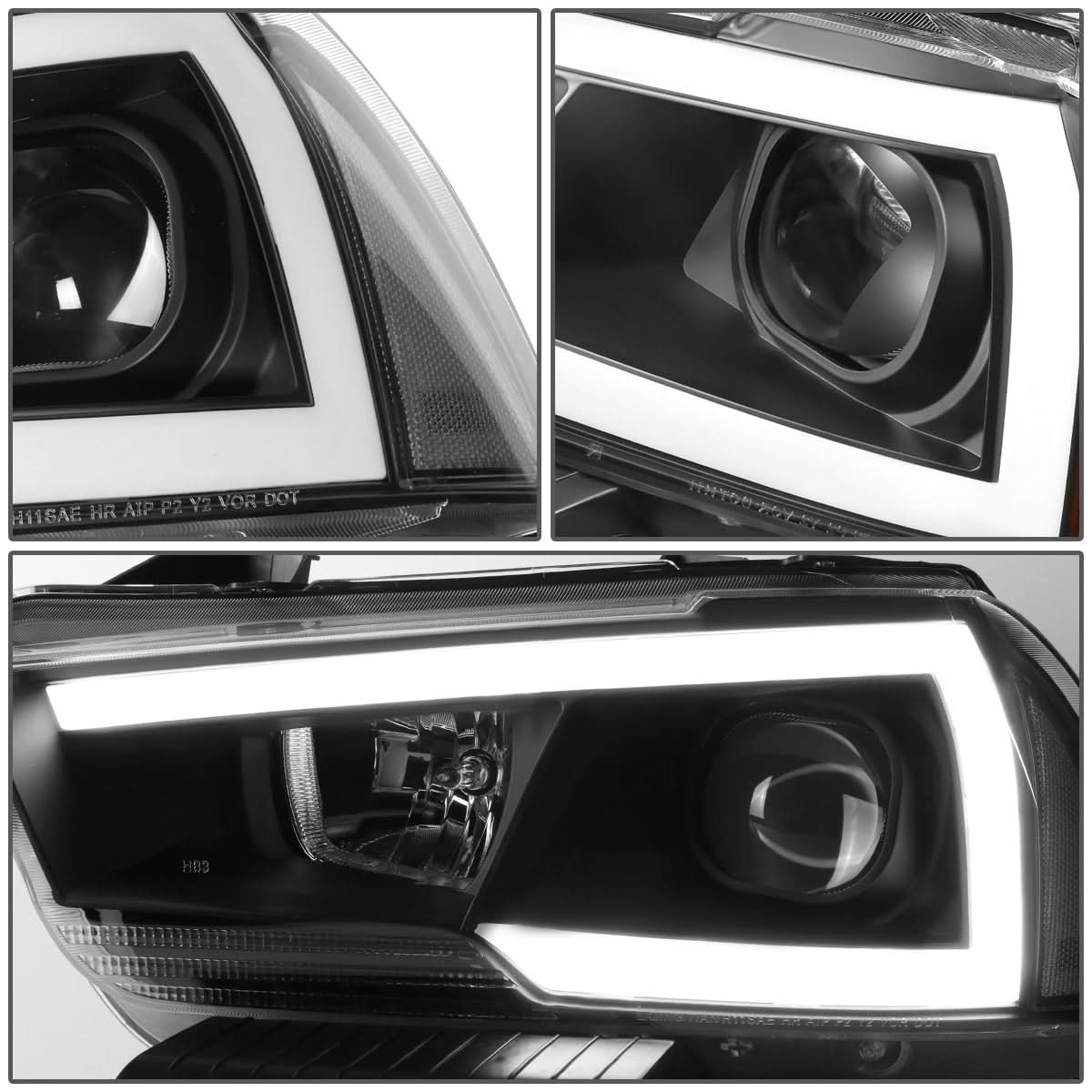 2011-2014 Dodge Charger LED DRL Projector Headlights - Black Housing