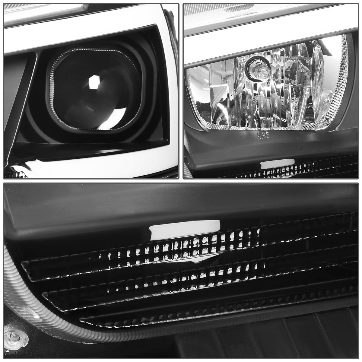 2011-2014 Dodge Charger LED DRL Projector Headlights - Black Housing