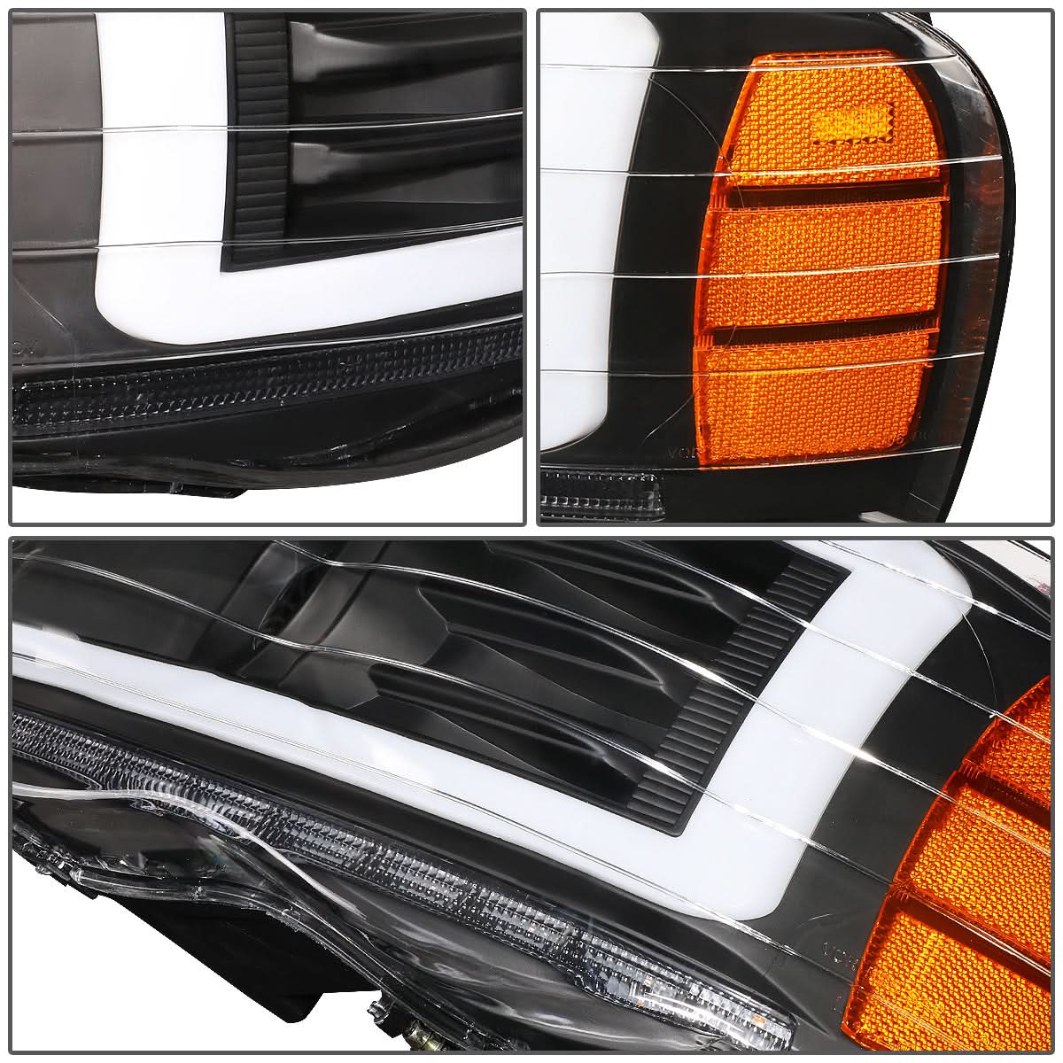 2002-2005 Dodge Ram LED DRL Projector Headlights Black Housing