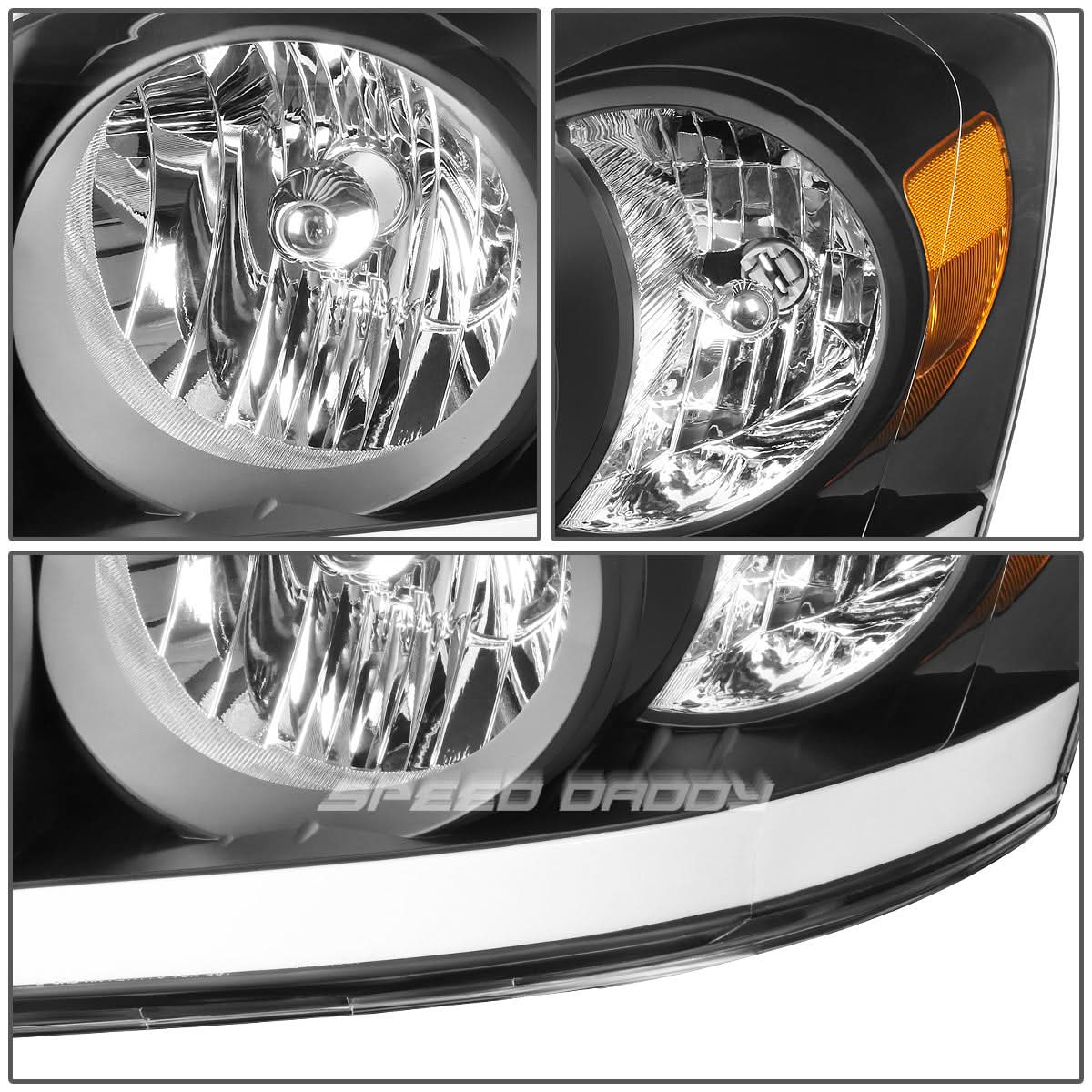 06-09 Dodge Ram LED DRL Black Housing Headlights H13 Bulb