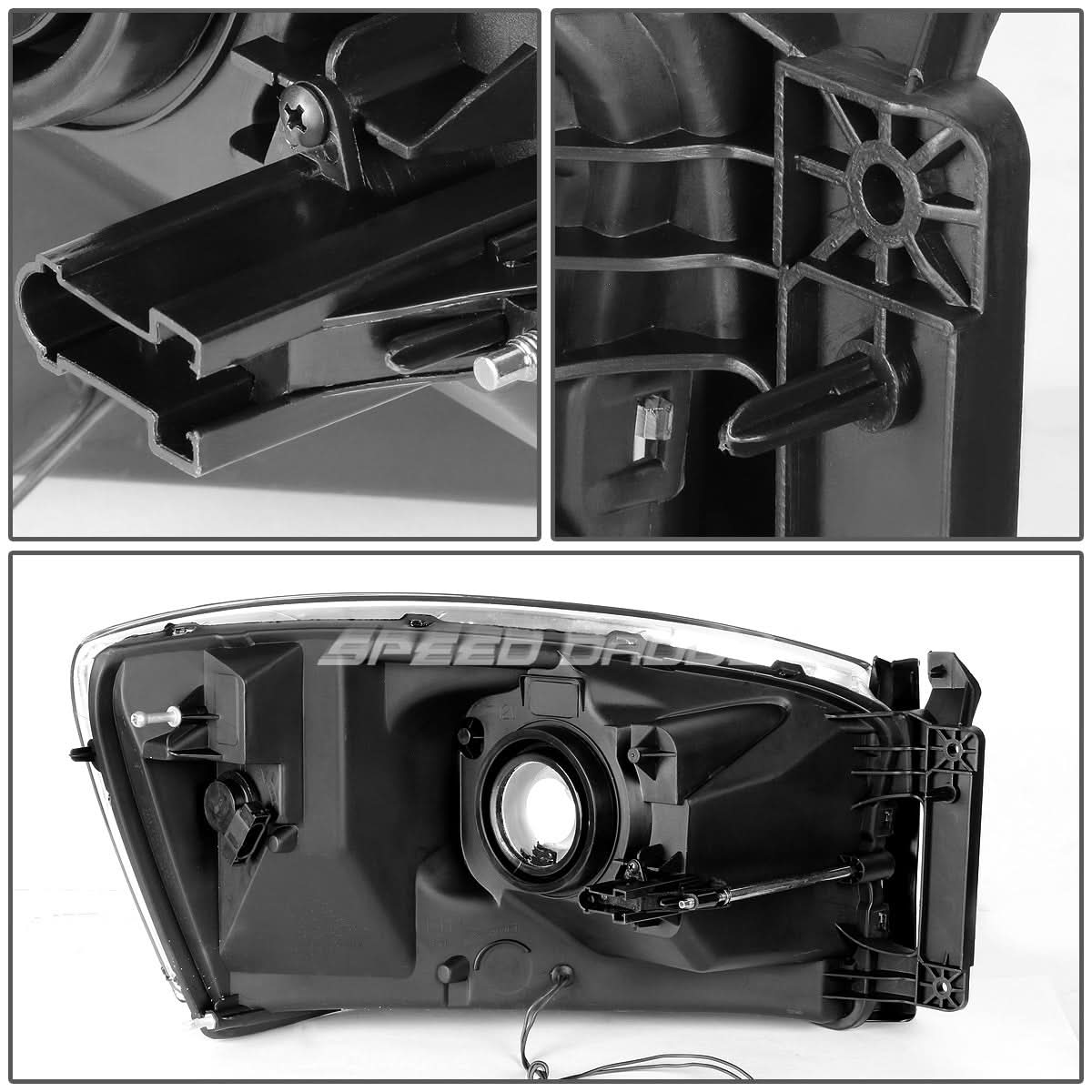 06-09 Dodge Ram LED DRL Black Housing Headlights H13 Bulb