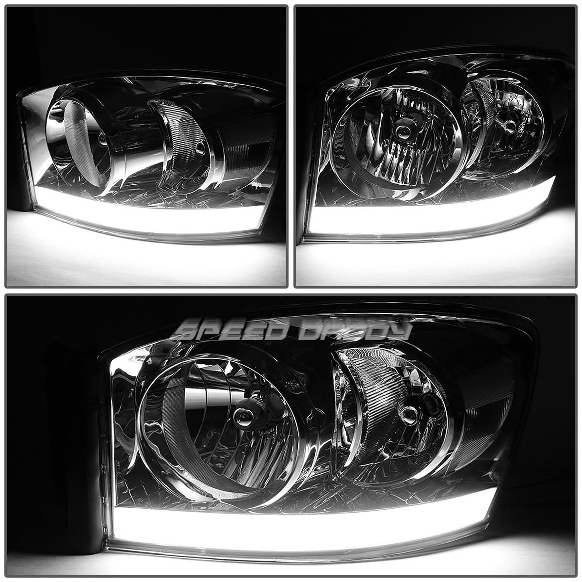 06-09 Dodge Ram LED DRL Chrome Headlights - Clear Corner H13