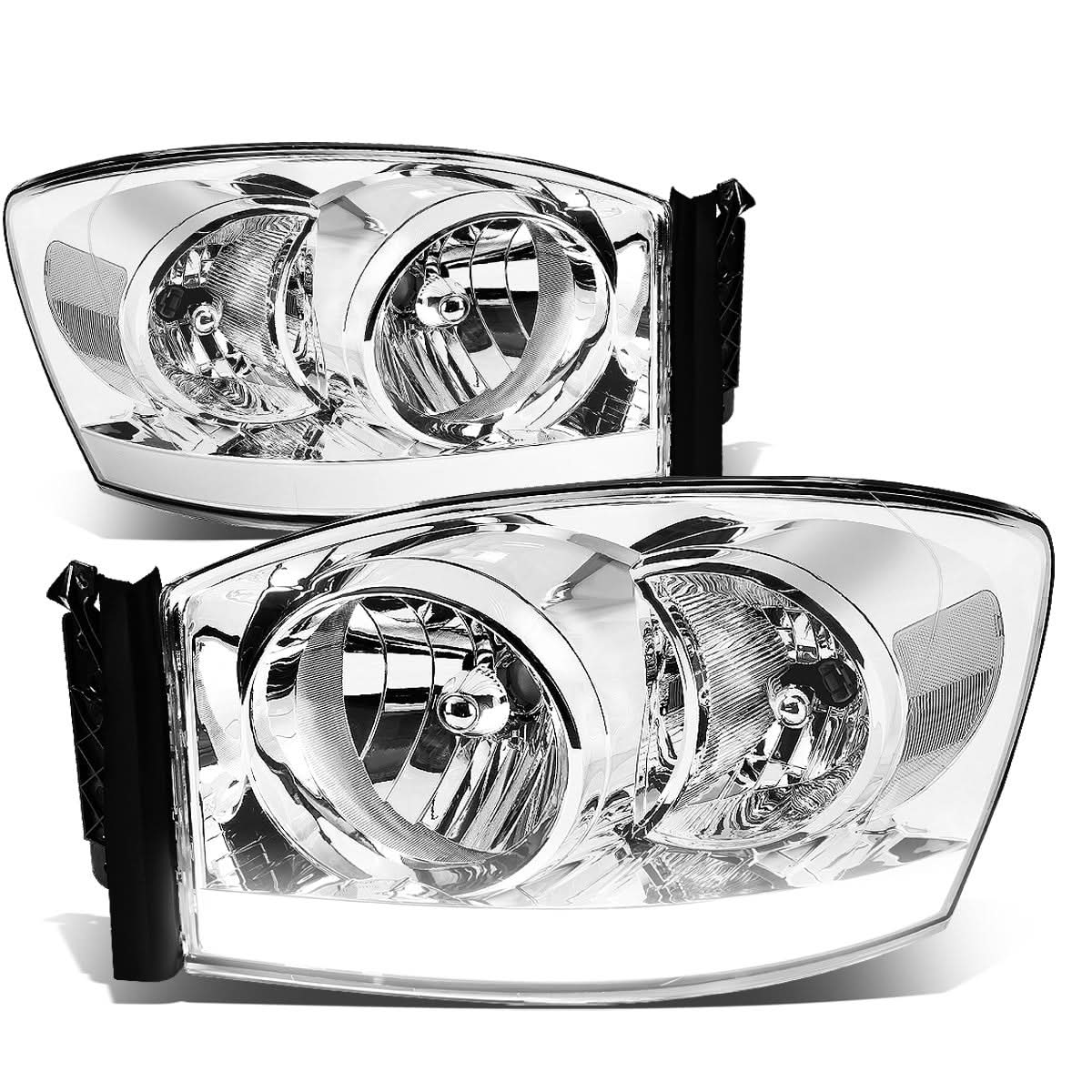 06-09 Dodge Ram LED DRL Chrome Headlights - Clear Corner H13