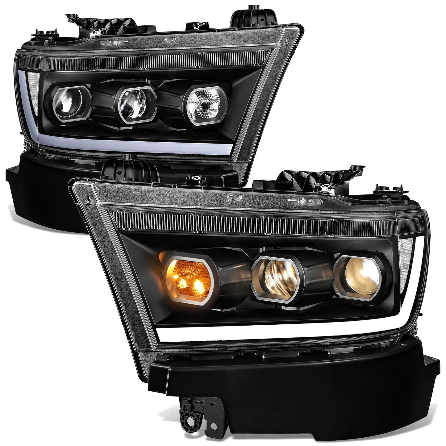 2019-2024 Ram 1500 OE Style Headlights - Black Housing Clear Corner