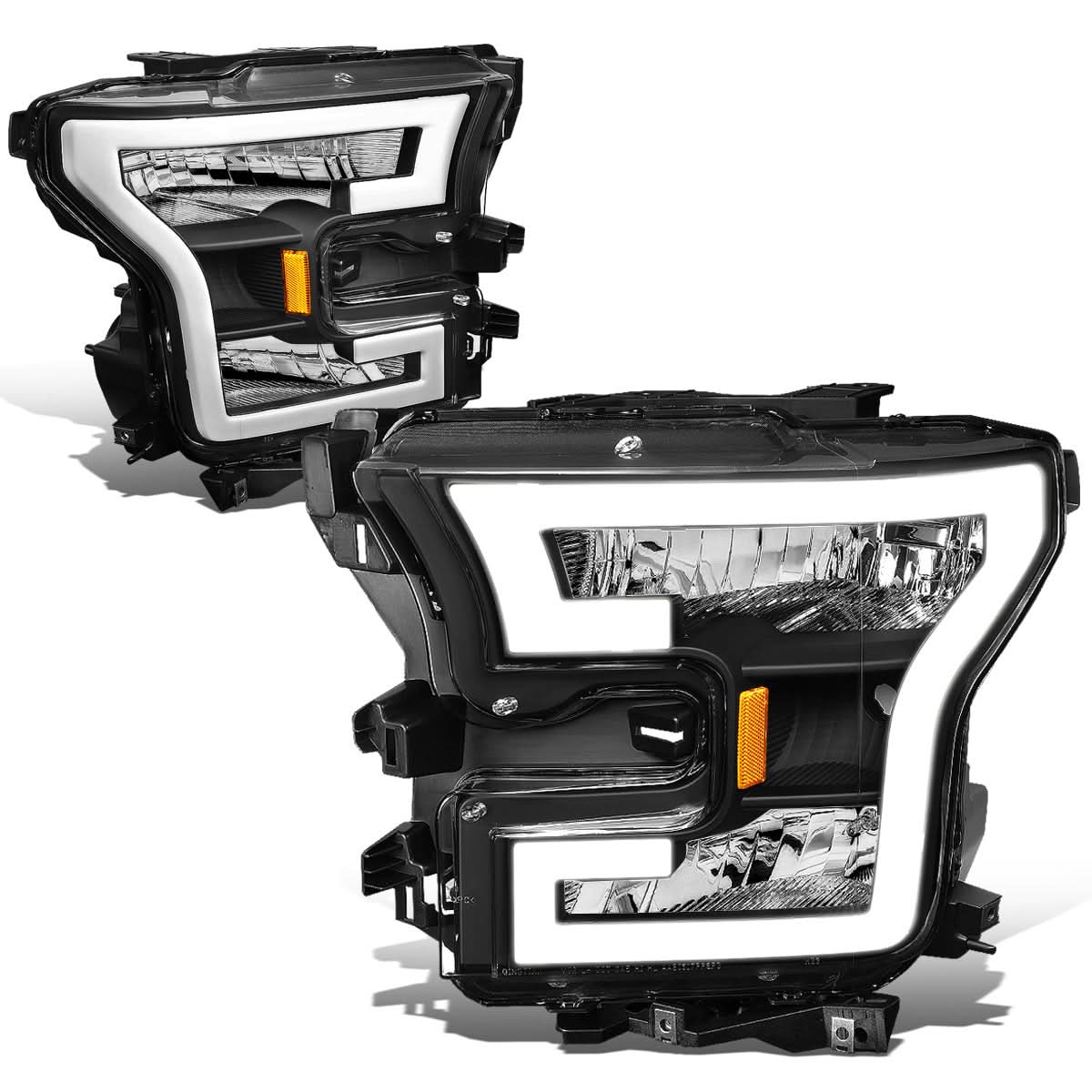 2015-2017 Ford F-150 LED DRL Headlights - Black Housing