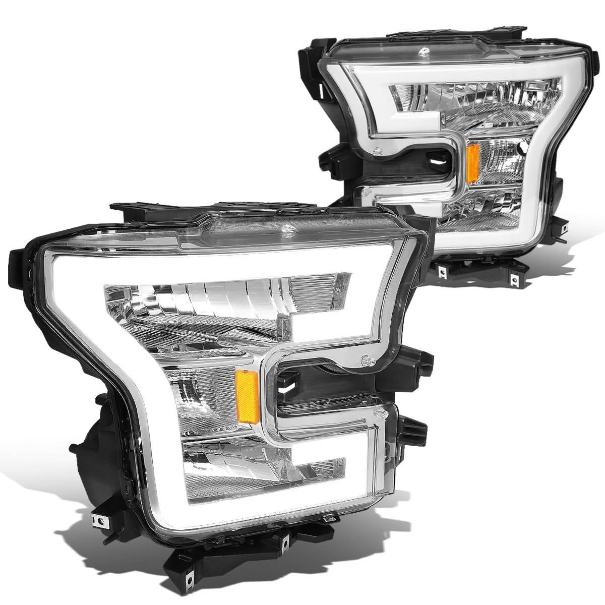 2015-2017 Ford F-150 LED DRL Headlights Chrome Housing