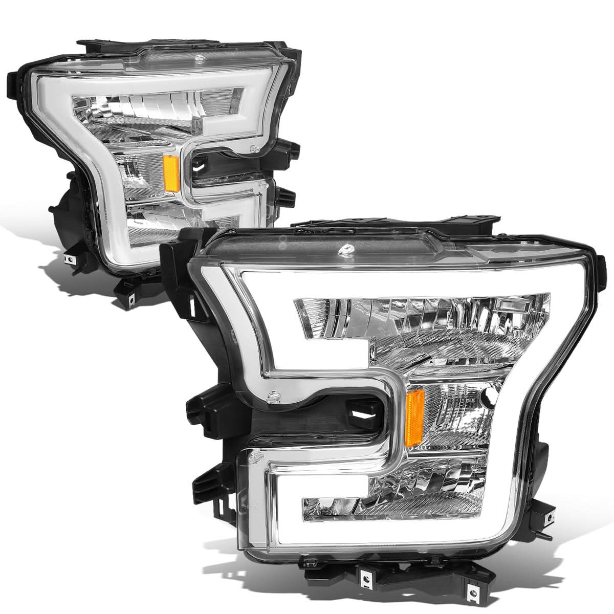 2015-2017 Ford F-150 LED DRL Headlights Chrome Housing