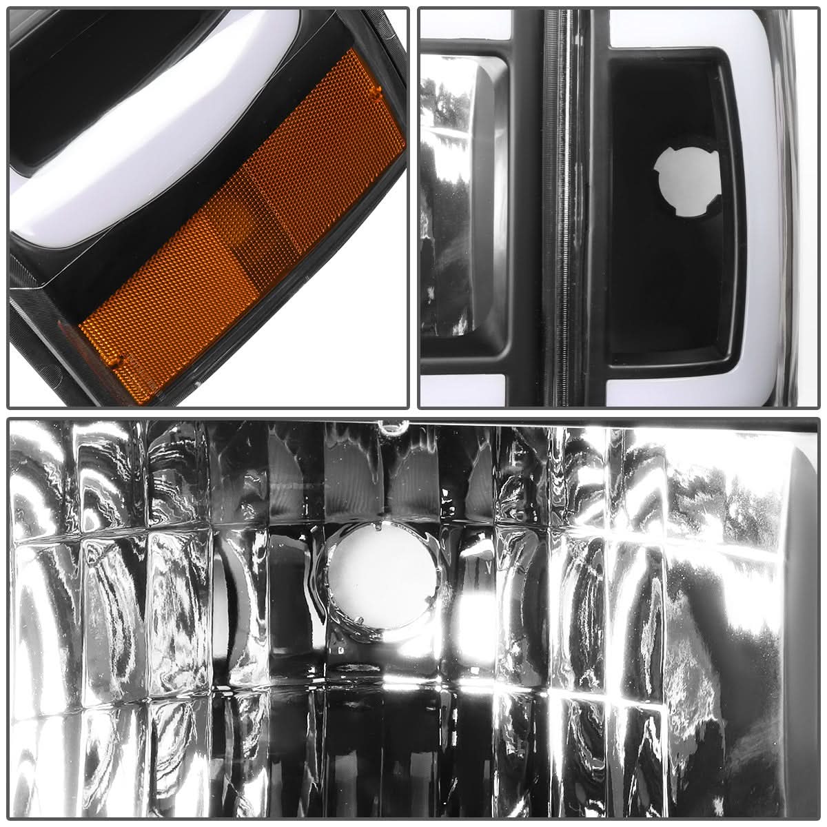 87-91 Ford Bronco F-150 F-250 F-350 LED DRL Headlights Black Housing