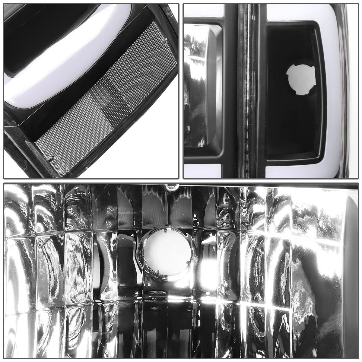 87-91 Ford Bronco F-150 F-250 F-350 LED DRL Headlights Black Housing