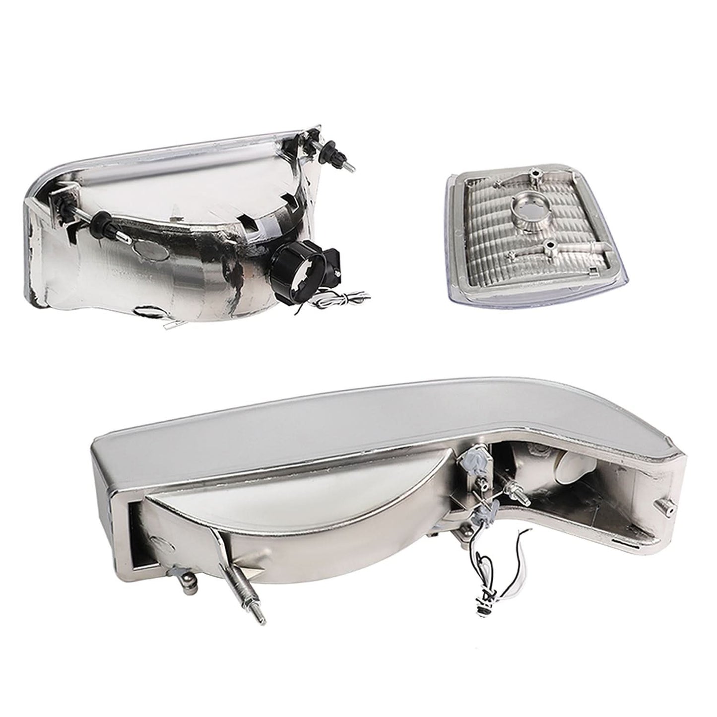 92-96 Ford F-150 F-250 F-350 Bronco Dual LED DRL Headlights Chrome