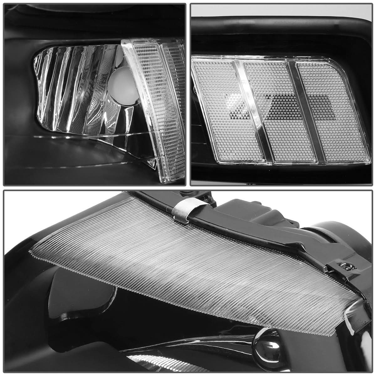 99-04 Ford Mustang LED DRL Headlights - Black Housing Clear Corner