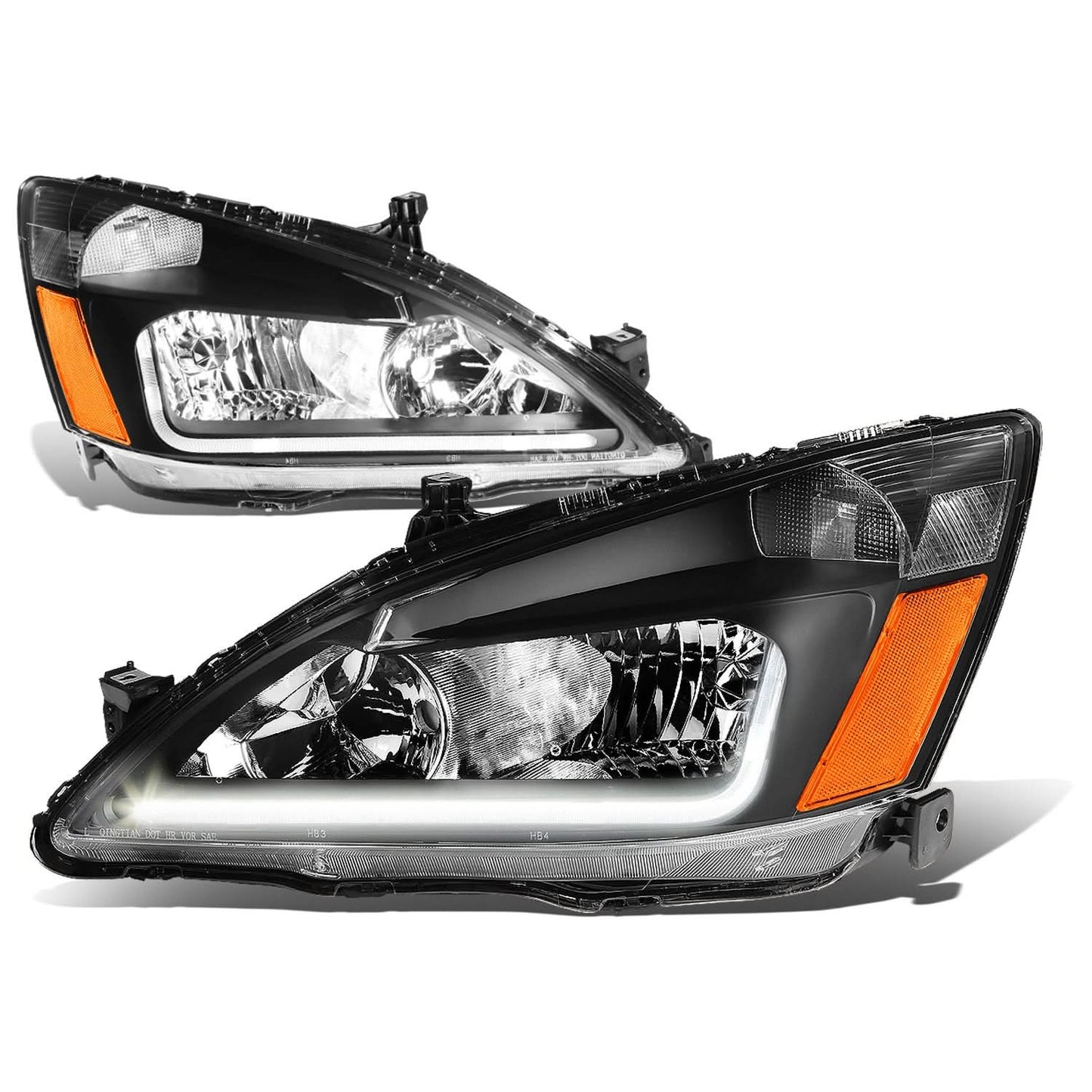 2003-2007 Honda Accord LED DRL Headlights - Black Housing