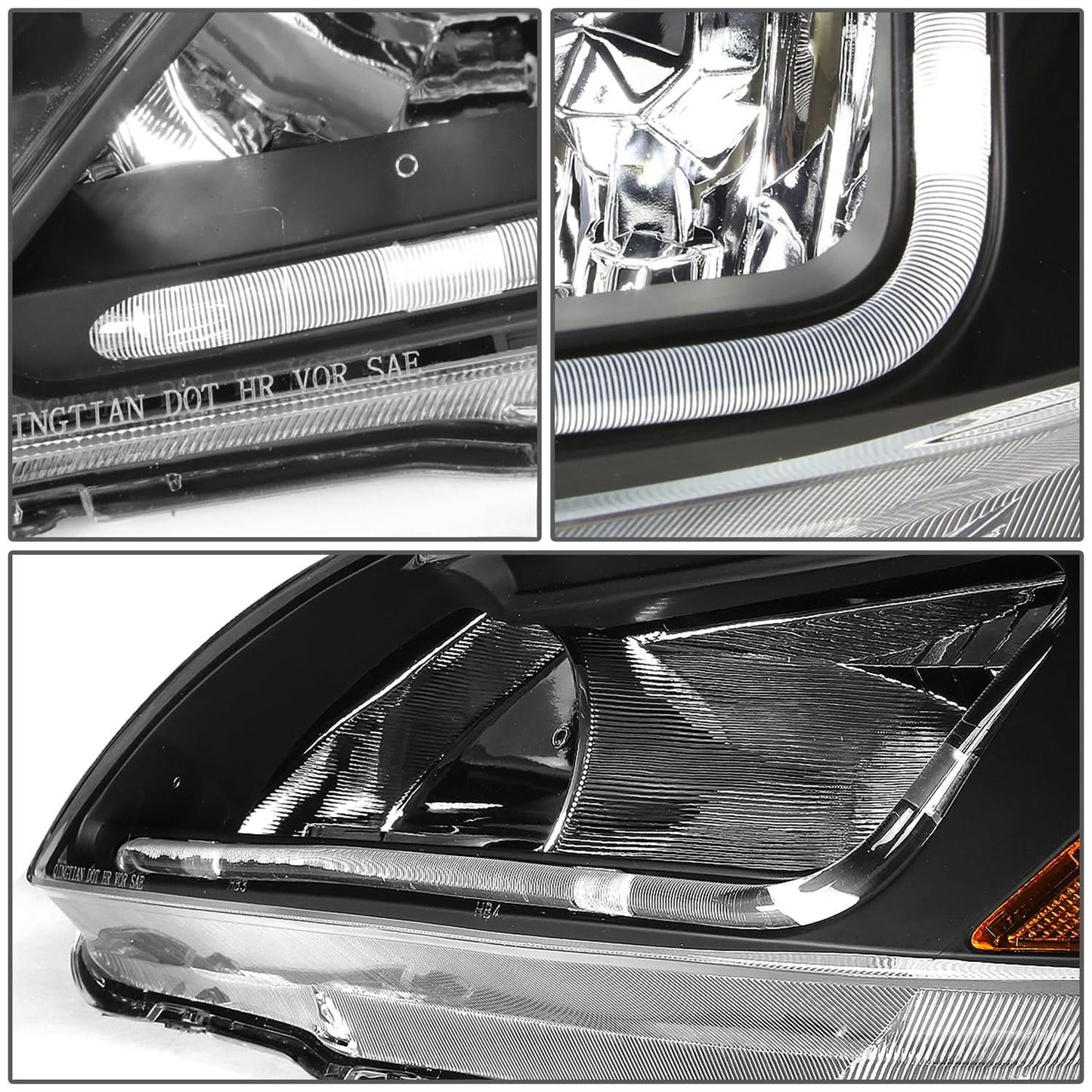 2003-2007 Honda Accord LED DRL Headlights - Black Housing