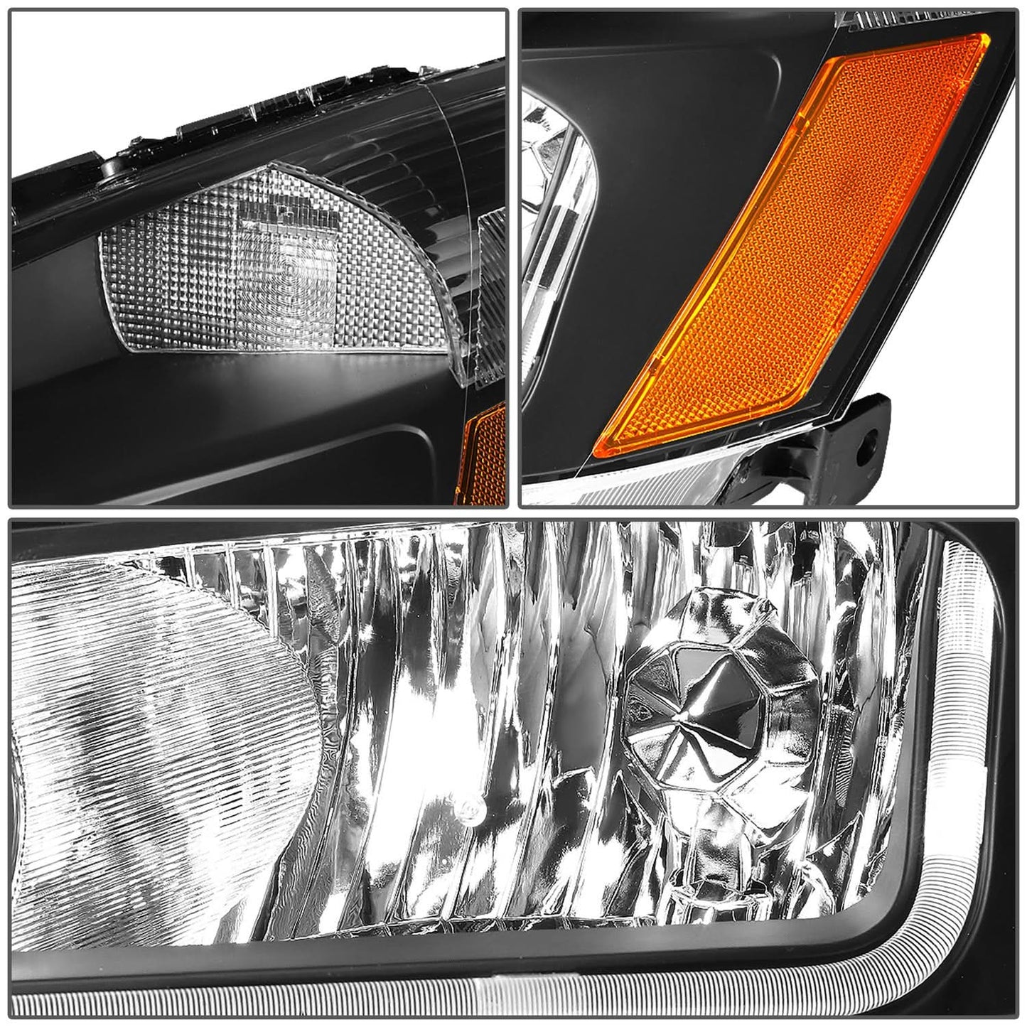 2003-2007 Honda Accord LED DRL Headlights - Black Housing