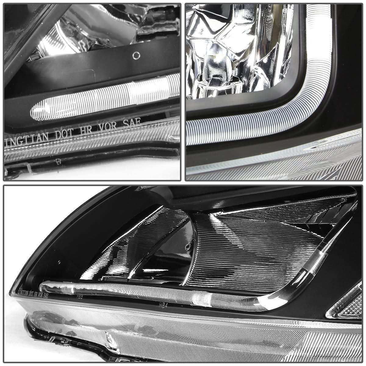 2003-2007 Honda Accord LED DRL Headlights - Black Housing Clear Corner