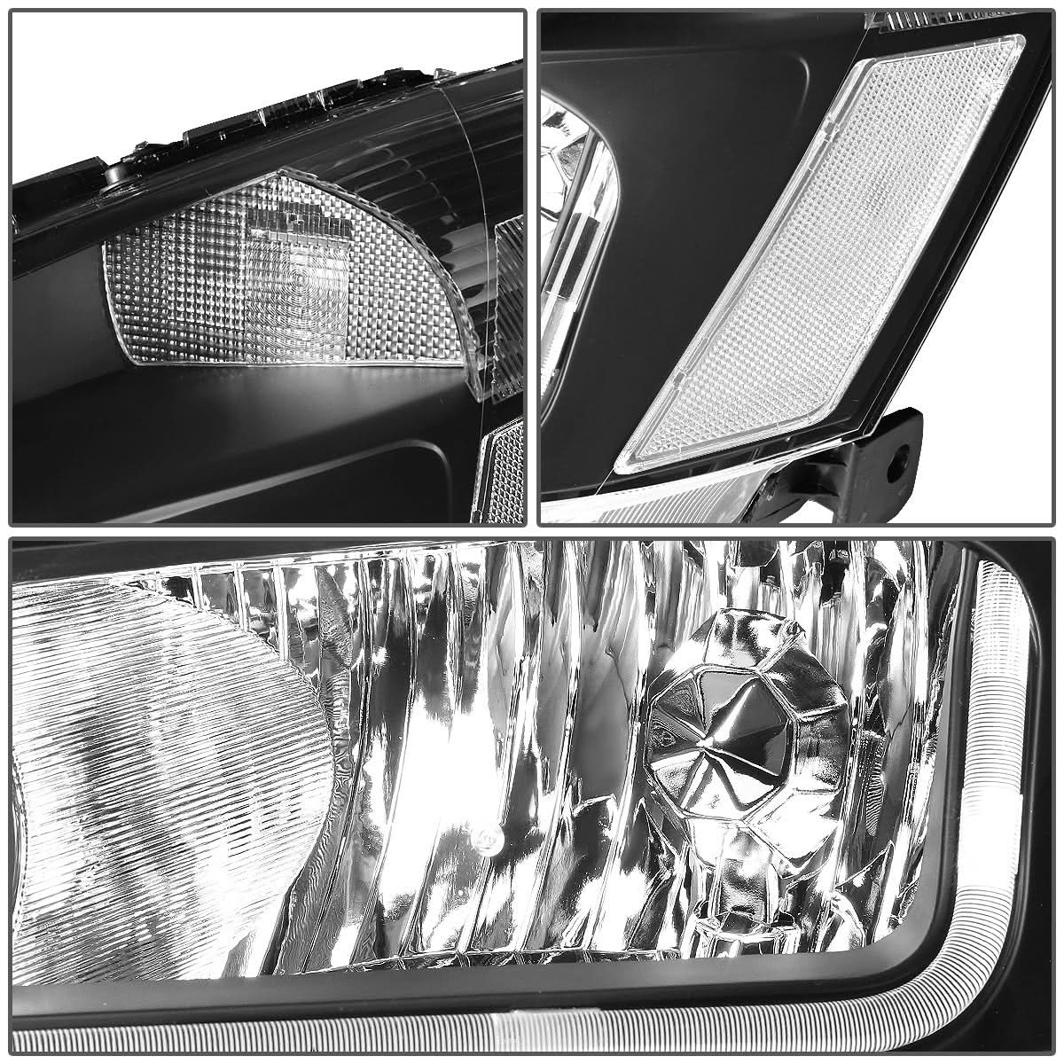 2003-2007 Honda Accord LED DRL Headlights - Black Housing Clear Corner