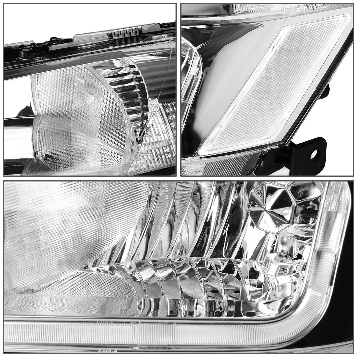 03-07 Honda Accord LED DRL Headlights Chrome Housing Clear Corner