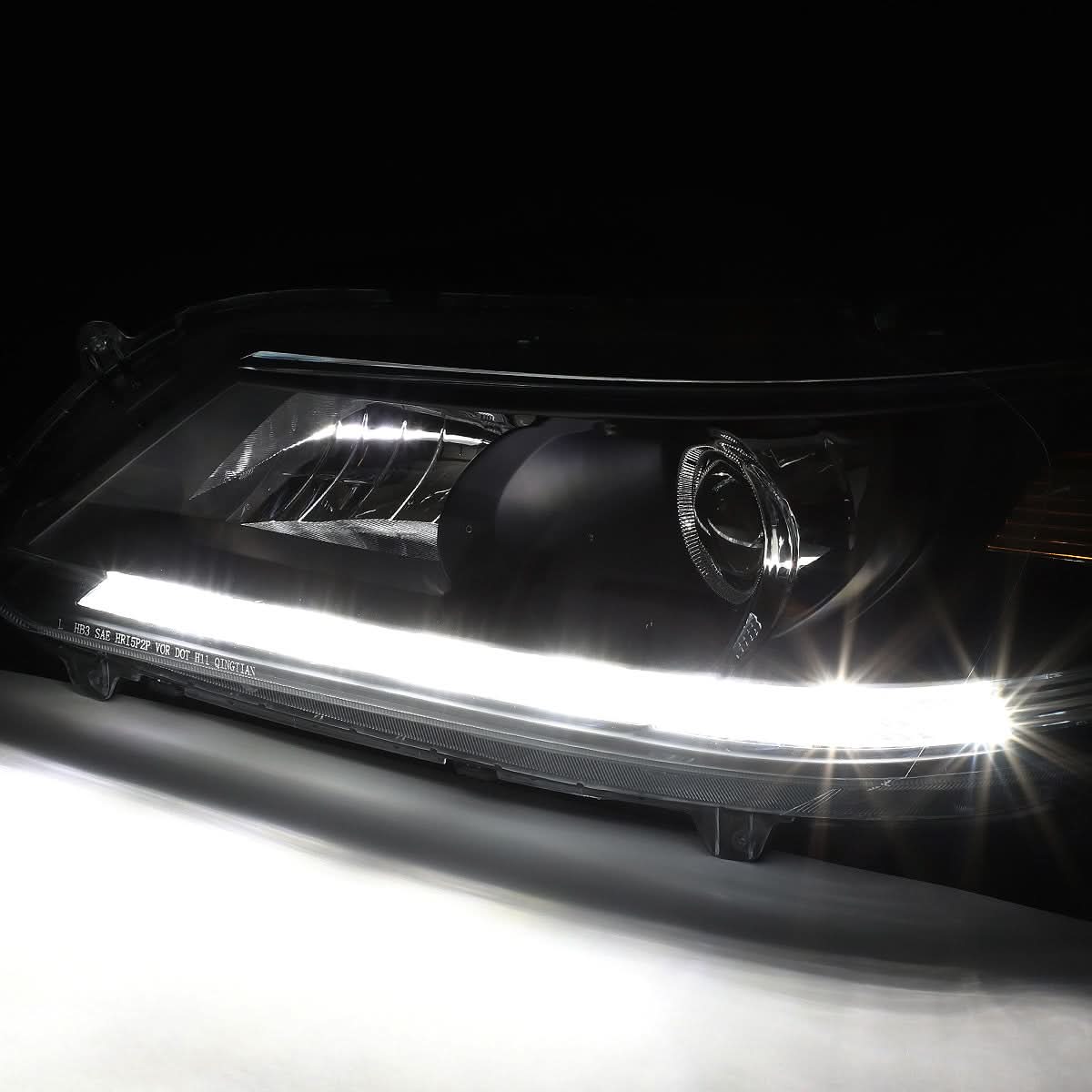13-15 Honda Accord LED DRL Projector Headlights Black Housing