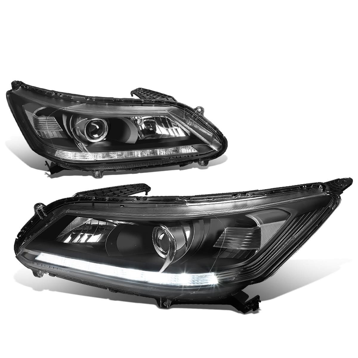 2013-2015 Honda Accord LED DRL Projector Headlights Black Housing